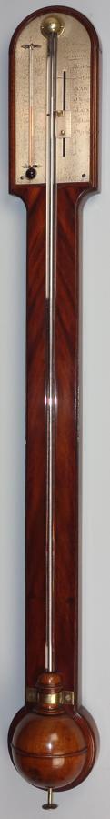 George III mahogany stick barometer by Adams, London.