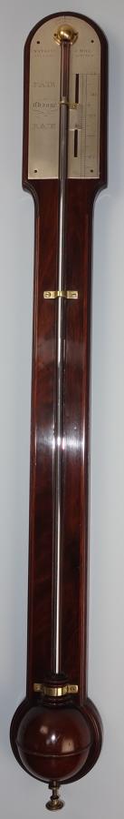 Fine Georgian mahogany stick barometer by Watkins & Hill, London.