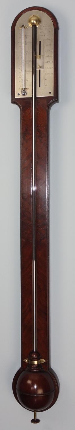 Fine George III mahogany stick barometer by Adams, London.c1790