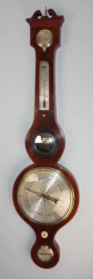Nice 8" Mahogany wheel barometer, c.1835.