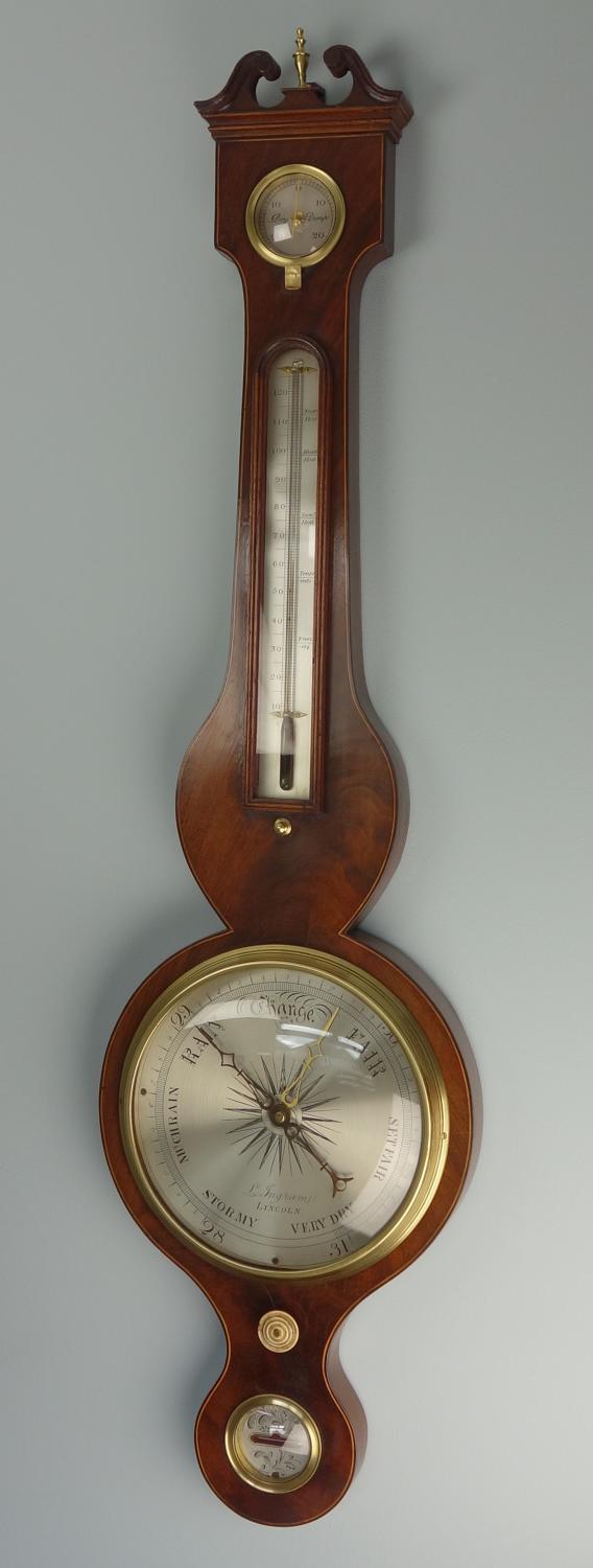 Ingram Of Lincoln, Early 19th C. Mahogany Wheel Barometer. C.1830.