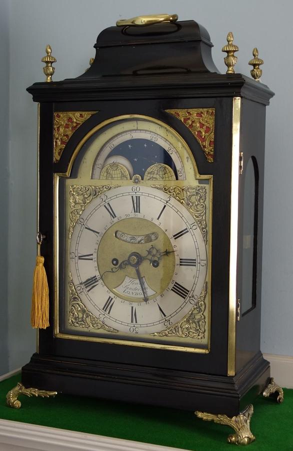 Ebonised Georgian Bracket Clock With Rare Moonphase, Sanderson, London