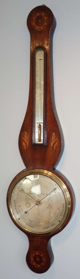 Early Mahogany wheel barometer, John Merry Ronketti C.1790.