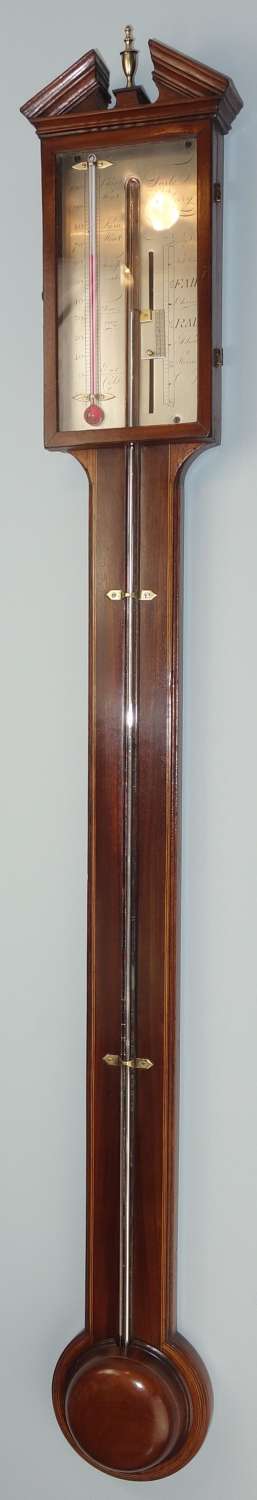 Georgian mahogany stick barometer by Teste, Salisbury. c.1810.