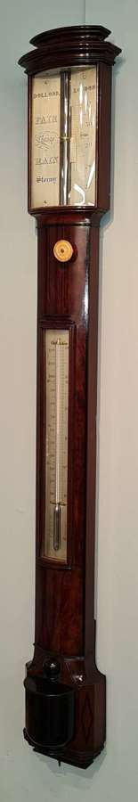 Dollond bowfront stick barometer.c.1830.