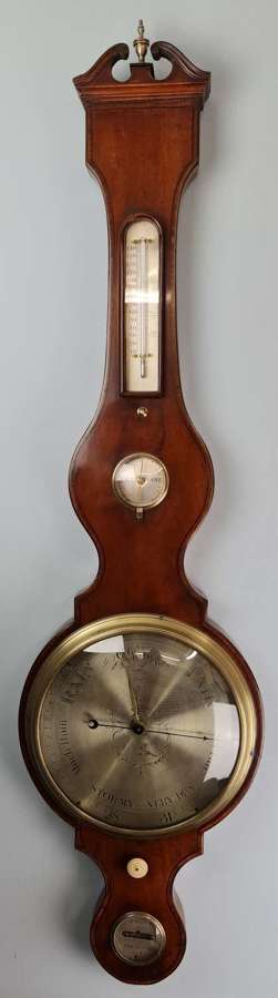 10" Satinwood wheel barometer. Porry, Leicester, 1810.