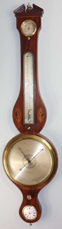 8" Mahogany wheel barometer by Moxon, London.
