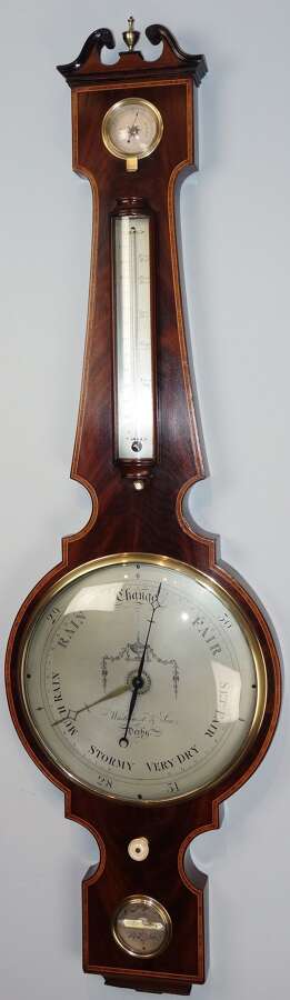 Regency Mahogany Wheel Barometer, Whitehurst & Son, Derby. C.1830.
