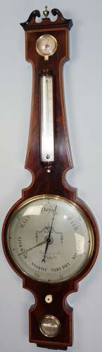 Regency Mahogany Wheel Barometer, Whitehurst & Son, Derby. C.1830.